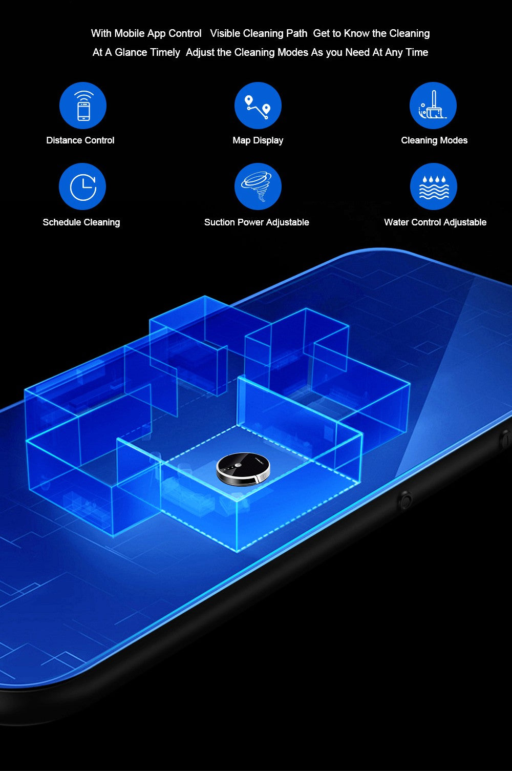 Robotický vysavač LIECTROUX C30B 6000Pa Sání s AI mapovou navigací 2500mAh baterie Inteligentní oddíl Elektrická nádrž na vodu Ovládání APP - Černá