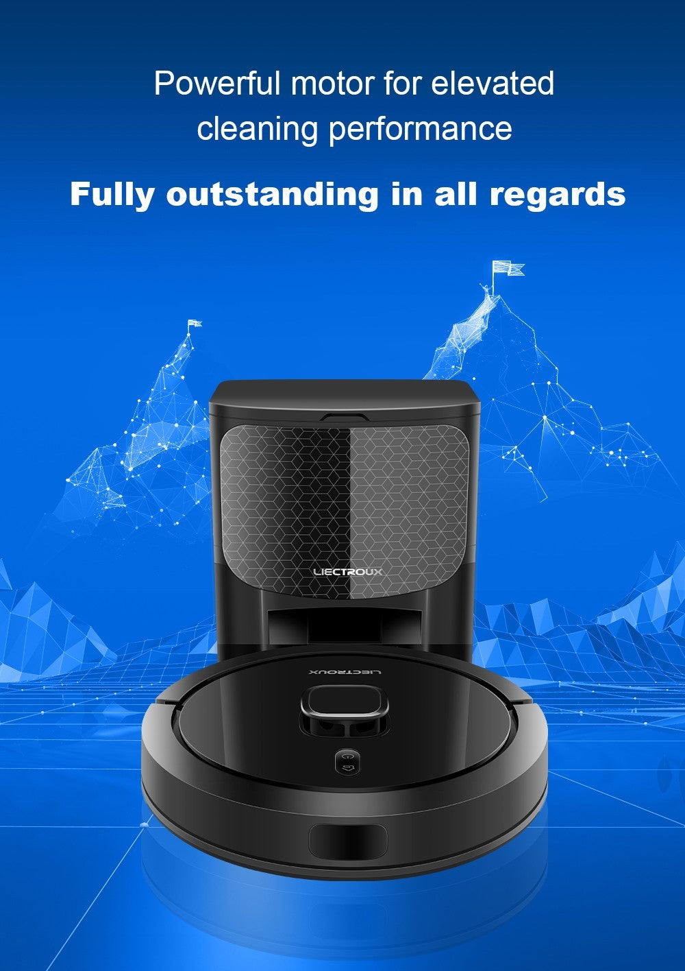 Robotický vysavač Liectroux G7, sací výkon 6500 Pa, laserová navigace, baterie 5200 mAh, výdrž 180 minut - černý, zástrčka EU