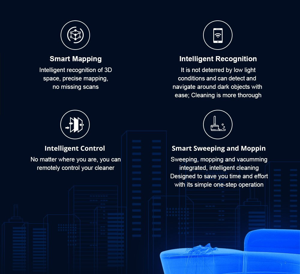 Robotický vysavač Liectroux G7, sací výkon 6500 Pa, laserová navigace, baterie 5200 mAh, výdrž 180 minut - černý, zástrčka EU