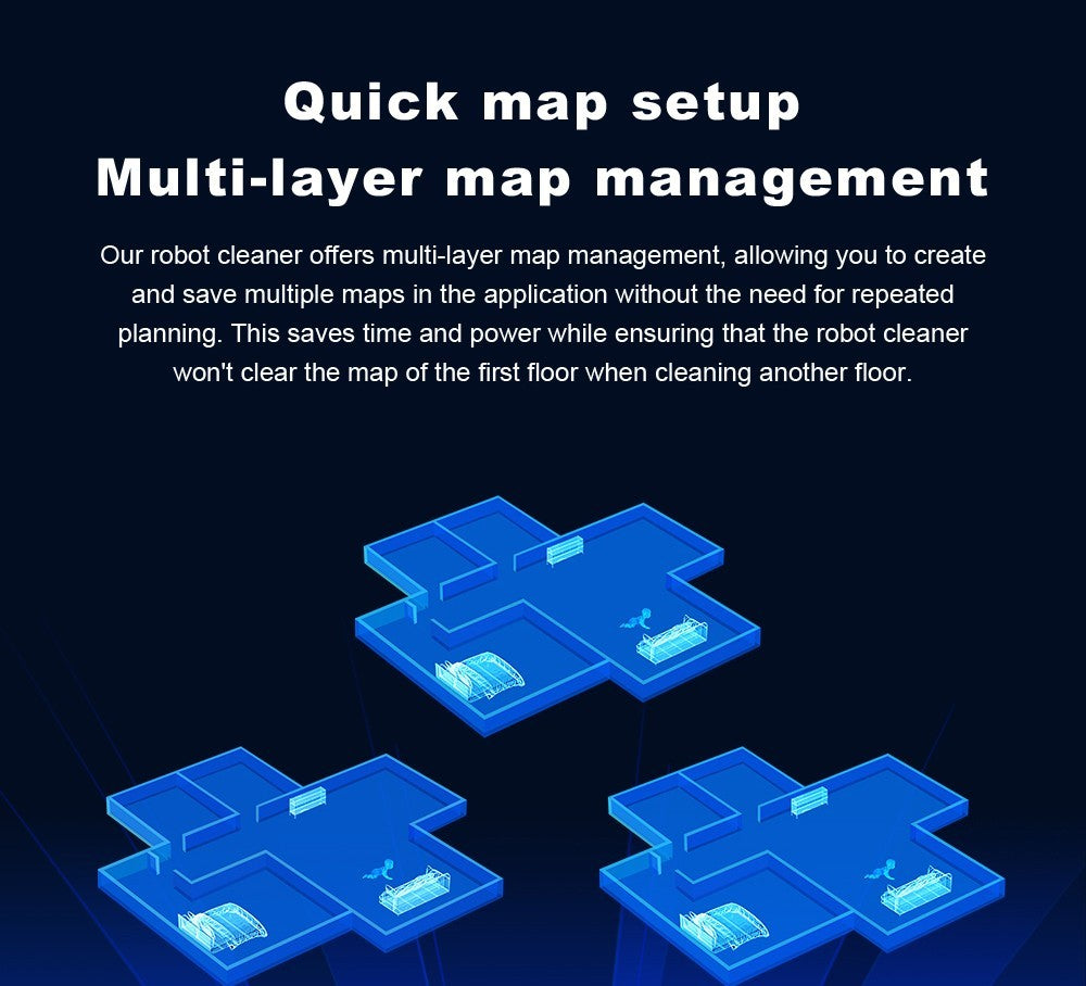 Robotický vysavač Liectroux G7, sací výkon 6500 Pa, laserová navigace, baterie 5200 mAh, výdrž 180 minut - černý, zástrčka EU