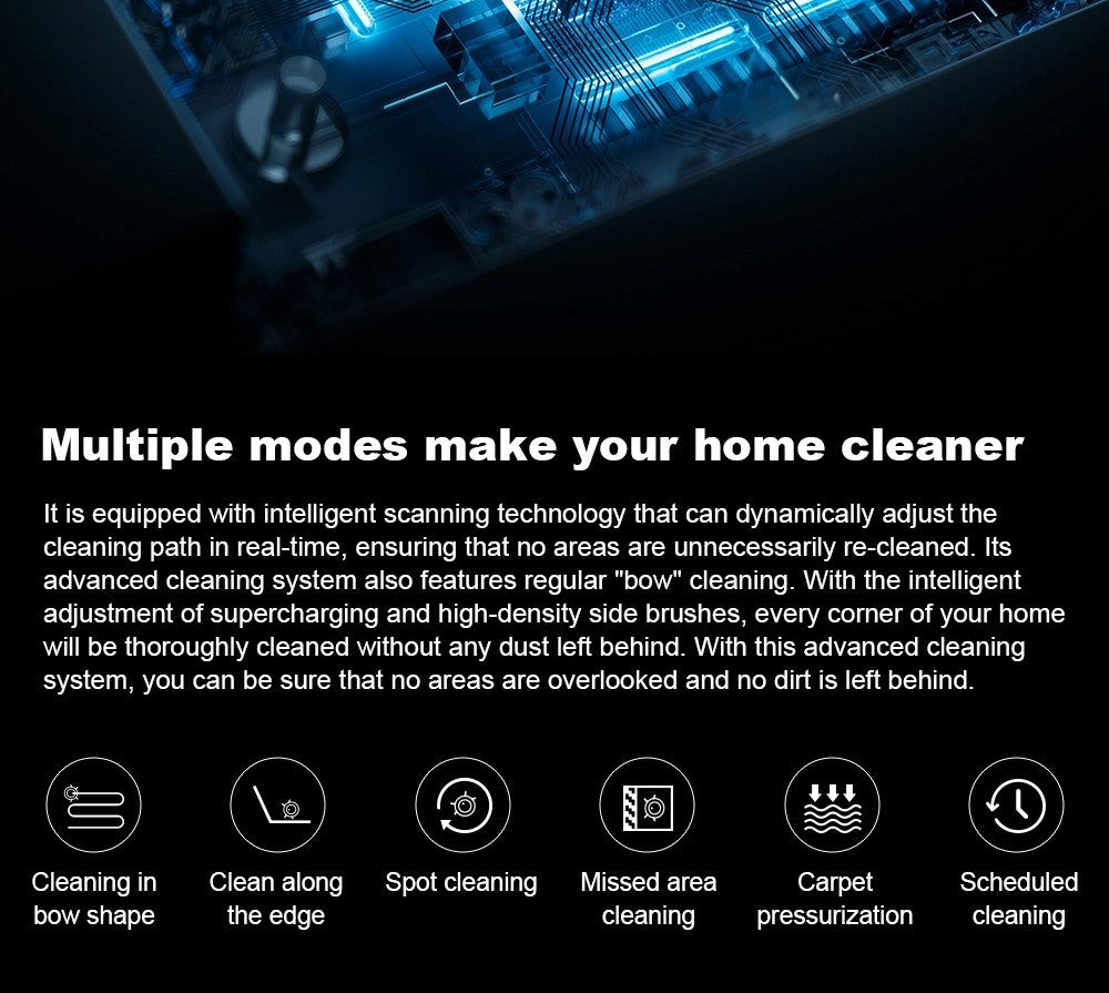 Robotický vysavač Liectroux G7, sací výkon 6500 Pa, laserová navigace, baterie 5200 mAh, výdrž 180 minut - černý, zástrčka EU