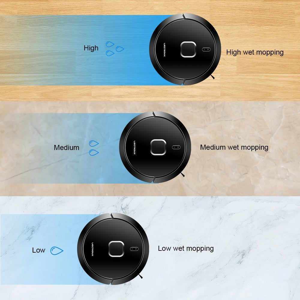 Robotický vysavač Liectroux G7, sací výkon 6500 Pa, laserová navigace, baterie 5200 mAh, výdrž 180 minut - černý, zástrčka EU