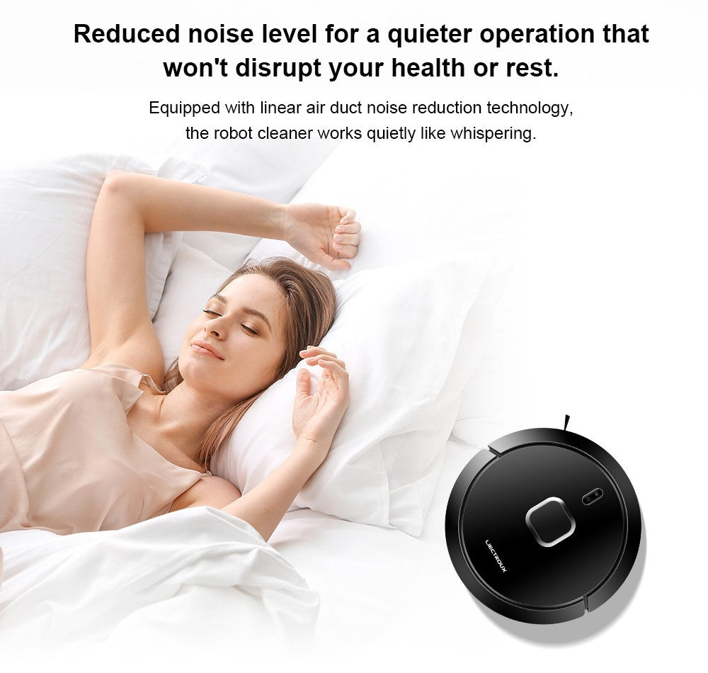 Robotický vysavač Liectroux G7, sací výkon 6500 Pa, laserová navigace, baterie 5200 mAh, výdrž 180 minut - černý, zástrčka EU
