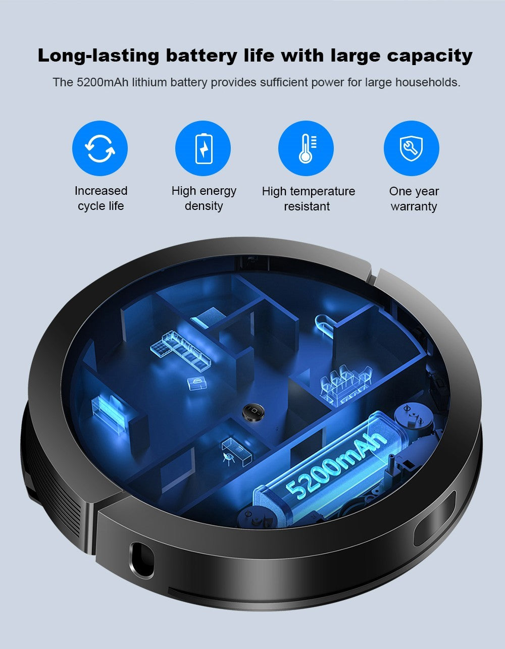Robotický vysavač Liectroux G7, sací výkon 6500 Pa, laserová navigace, baterie 5200 mAh, výdrž 180 minut - černý, zástrčka EU