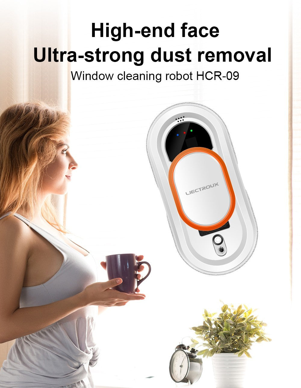Liectroux HCR-09 robotický čistič oken, sací výkon 2800 Pa, 3 automatické režimy čištění, funkce UPS, detekce okrajů, dálkové ovládání