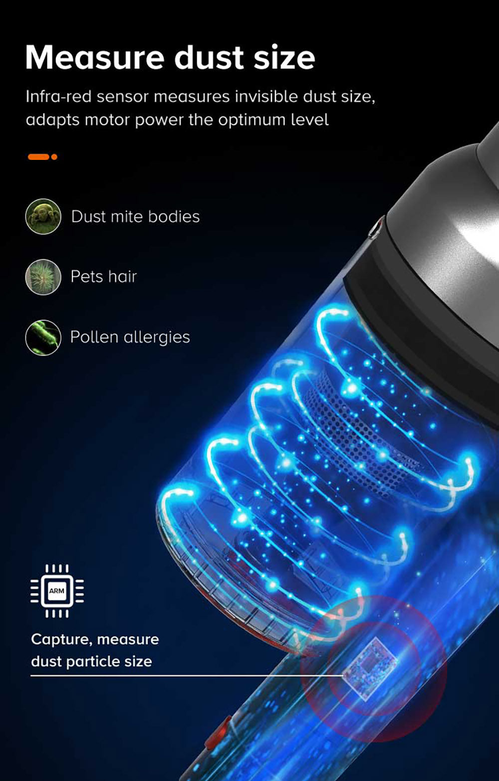 Bezdrátový tyčový vysavač Liectroux i10, inteligentní senzor prachu, 250W BLDC, sací tlak 27 kPa, barevný dotykový displej, LED přední světlo, doba provozu 45 minut, na koberce, podlahy, auto a zvířecí chlupy