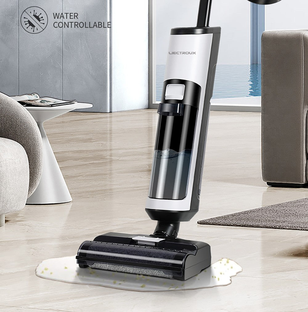 Bezdrátový mokro-suchý vysavač Liectroux i7 Pro, sací výkon 14000 Pa, samočisticí, samoschnoucí, nádrž na čistou vodu 600 ml, doba provozu 35 minut, LED displej, hlasové ovládání, nízká hlučnost