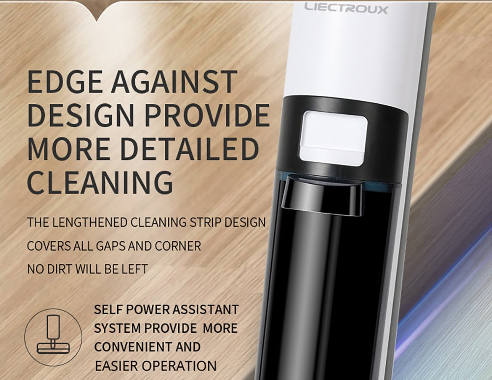 Bezdrátový mokro-suchý vysavač Liectroux i7 Pro, sací výkon 14000 Pa, samočisticí, samoschnoucí, nádrž na čistou vodu 600 ml, doba provozu 35 minut, LED displej, hlasové ovládání, nízká hlučnost