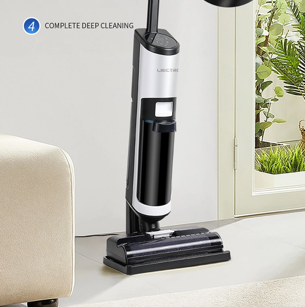 Bezdrátový mokro-suchý vysavač Liectroux i7 Pro, sací výkon 14000 Pa, samočisticí, samoschnoucí, nádrž na čistou vodu 600 ml, doba provozu 35 minut, LED displej, hlasové ovládání, nízká hlučnost