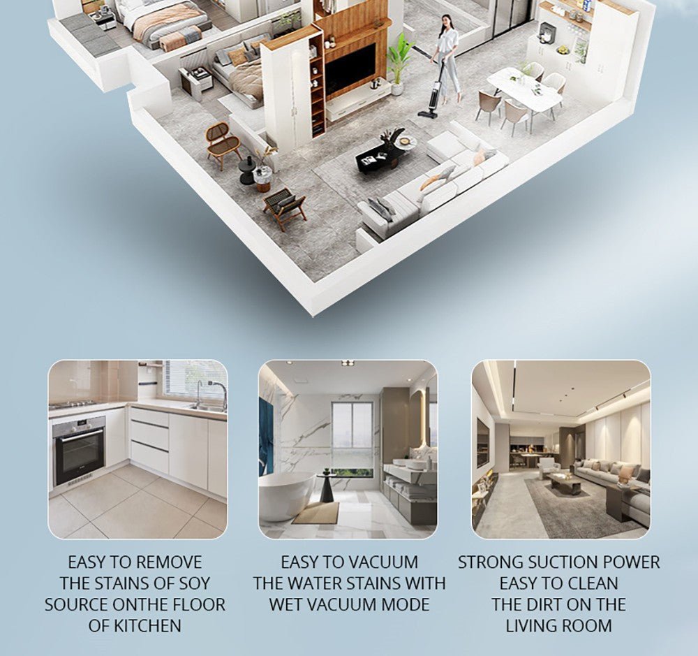 Bezdrátový mokro-suchý vysavač Liectroux i7 Pro, sací výkon 14000 Pa, samočisticí, samoschnoucí, nádrž na čistou vodu 600 ml, doba provozu 35 minut, LED displej, hlasové ovládání, nízká hlučnost