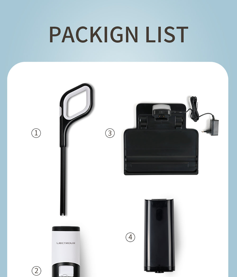 Bezdrátový mokro-suchý vysavač Liectroux i7 Pro, sací výkon 14000 Pa, samočisticí, samoschnoucí, nádrž na čistou vodu 600 ml, doba provozu 35 minut, LED displej, hlasové ovládání, nízká hlučnost