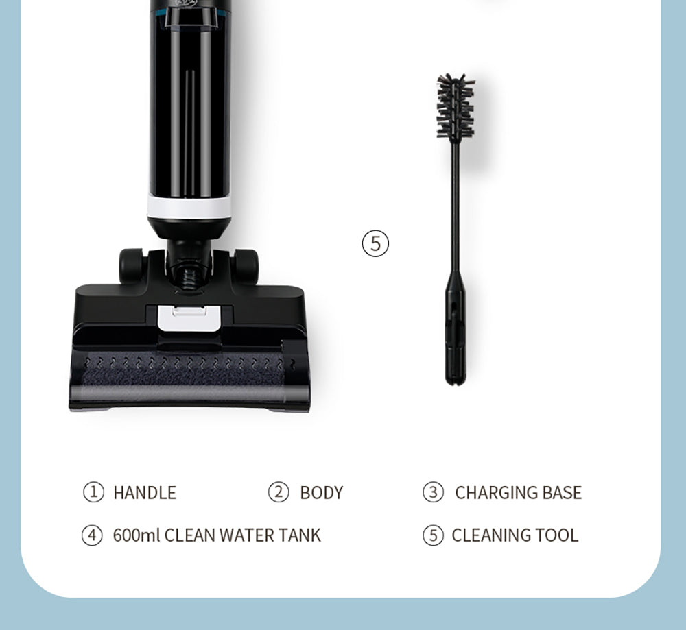 Bezdrátový mokro-suchý vysavač Liectroux i7 Pro, sací výkon 14000 Pa, samočisticí, samoschnoucí, nádrž na čistou vodu 600 ml, doba provozu 35 minut, LED displej, hlasové ovládání, nízká hlučnost