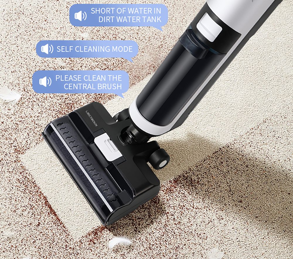 Bezdrátový mokro-suchý vysavač Liectroux i7 Pro, sací výkon 14000 Pa, samočisticí, samoschnoucí, nádrž na čistou vodu 600 ml, doba provozu 35 minut, LED displej, hlasové ovládání, nízká hlučnost