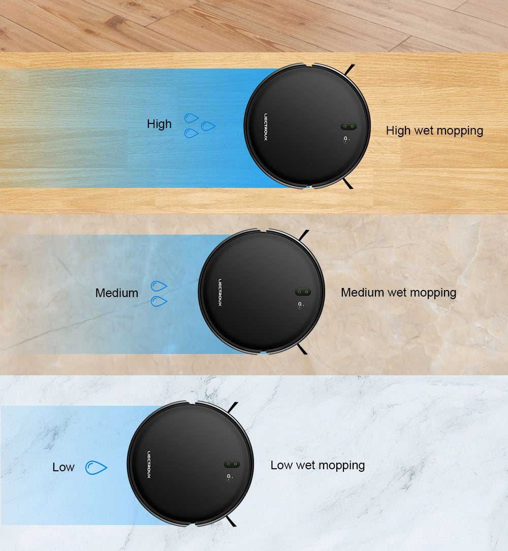 Robotický vysavač Liectroux L200, max. sací výkon 4000 Pa, chytré mapování, 230ml nádržka na vodu s elektrickým ovládáním, doba provozu až 120 minut, ovládání pomocí aplikace/hlasu, nižší hlučnost