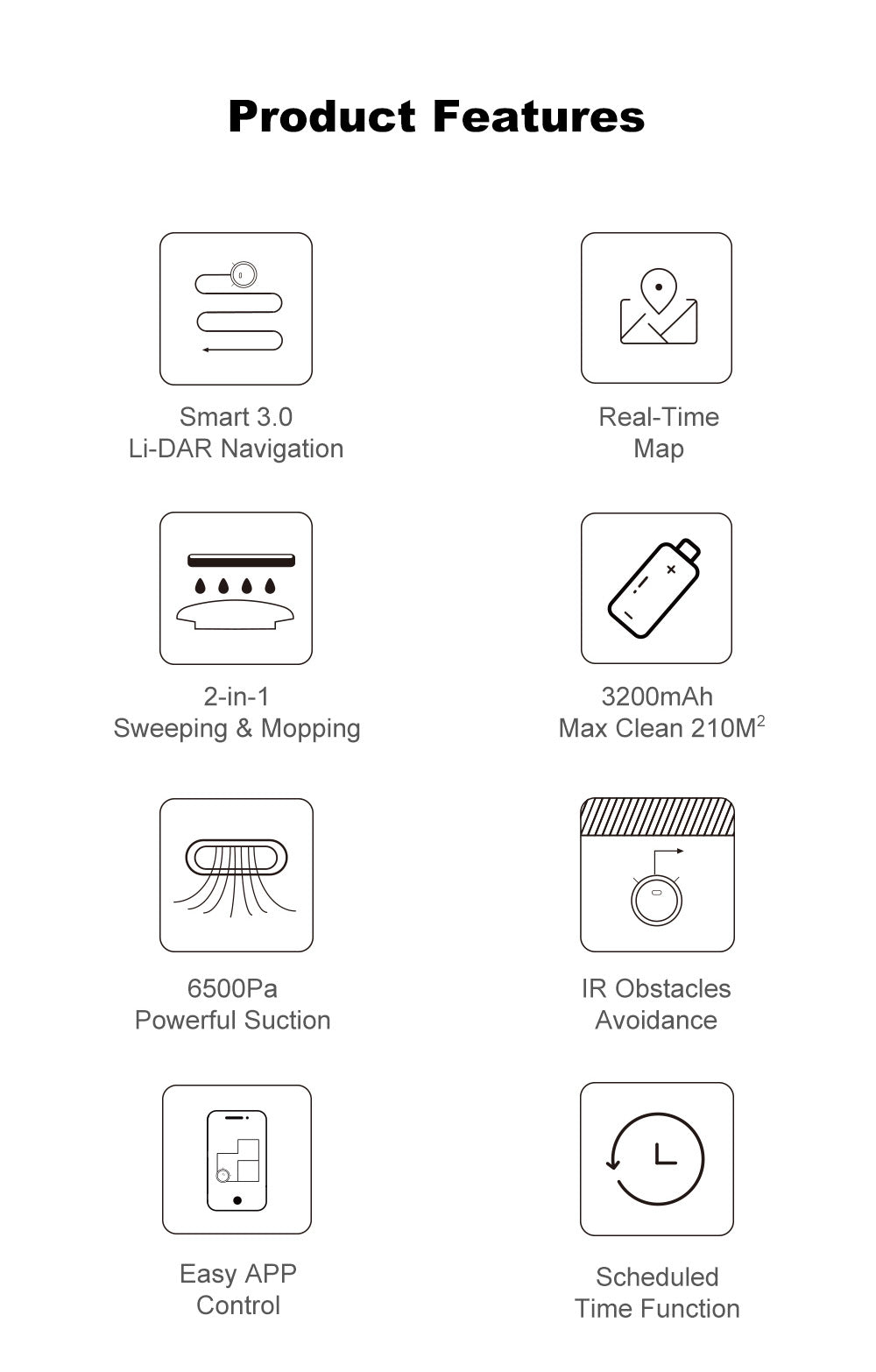 Robotický vysavač Liectroux M70 Pro Lidar se samovyprazdňovacím košem, úložištěm map na více podlaží, silným sacím tlakem 6500 Pa, baterií 3200 mAh, max. výdrží 175 minut, chytrou aplikací a hlasovým ovládáním, 3l sáčkem na prach, bílý