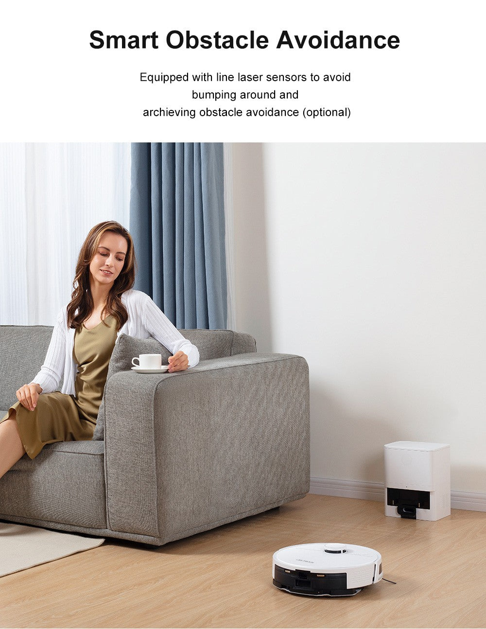 Robotický vysavač Liectroux M70 Pro Lidar se samovyprazdňovacím košem, úložištěm map na více podlaží, silným sacím tlakem 6500 Pa, baterií 3200 mAh, max. výdrží 175 minut, chytrou aplikací a hlasovým ovládáním, 3l sáčkem na prach, bílý