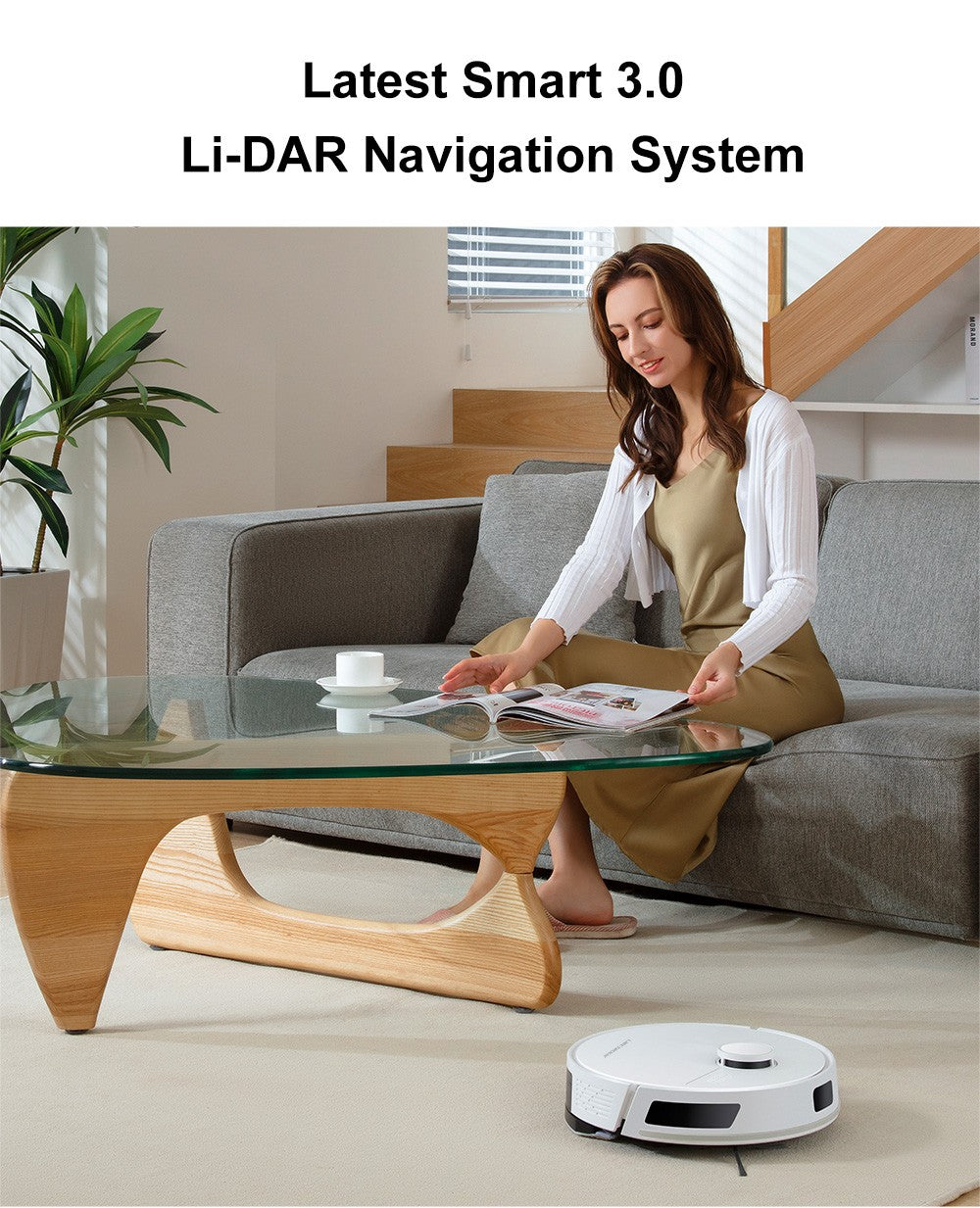 Robotický vysavač Liectroux M70 Pro Lidar se samovyprazdňovacím košem, úložištěm map na více podlaží, silným sacím tlakem 6500 Pa, baterií 3200 mAh, max. výdrží 175 minut, chytrou aplikací a hlasovým ovládáním, 3l sáčkem na prach, bílý