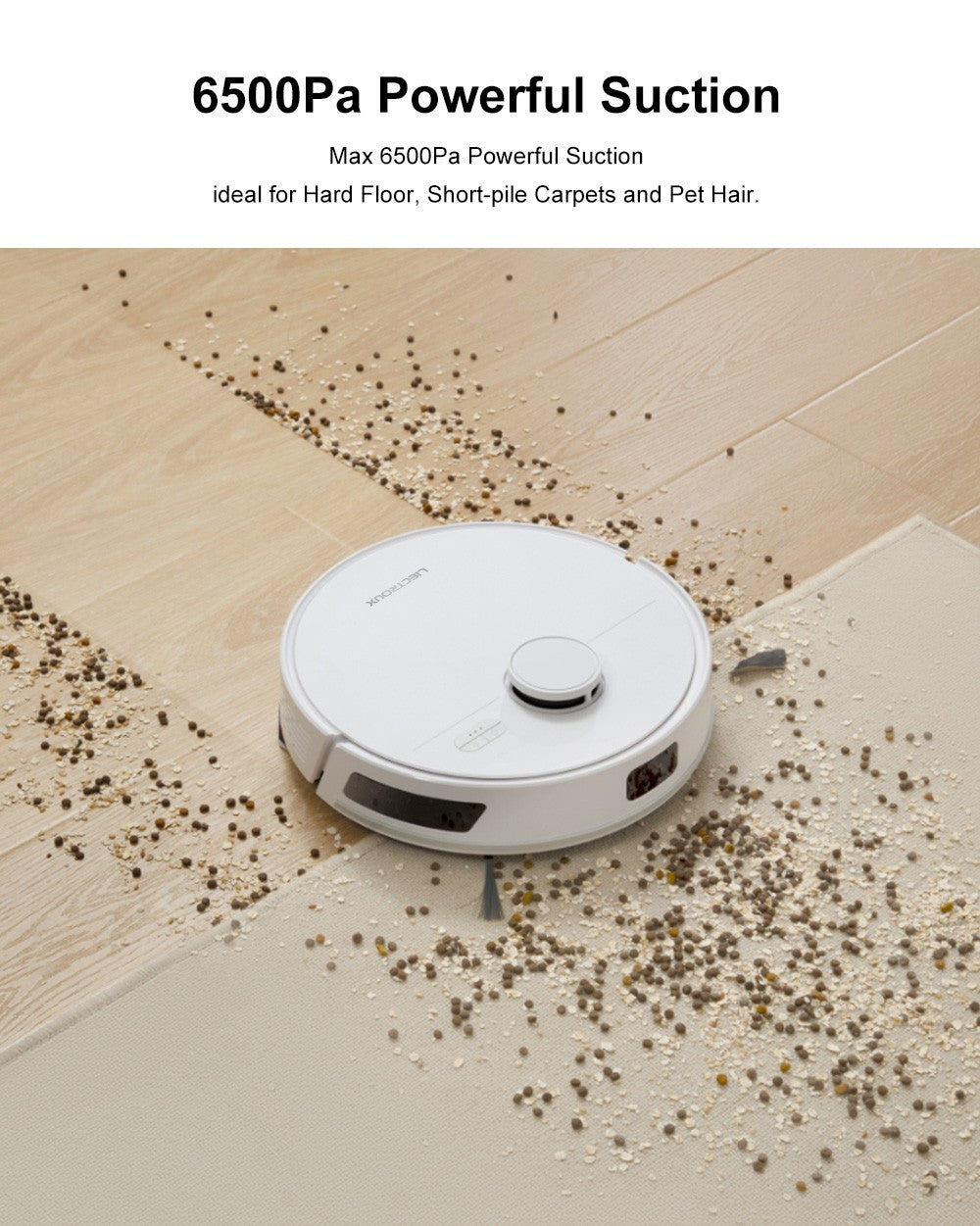 Robotický vysavač Liectroux M70 Pro Lidar se samovyprazdňovacím košem, úložištěm map na více podlaží, silným sacím tlakem 6500 Pa, baterií 3200 mAh, max. výdrží 175 minut, chytrou aplikací a hlasovým ovládáním, 3l sáčkem na prach, bílý