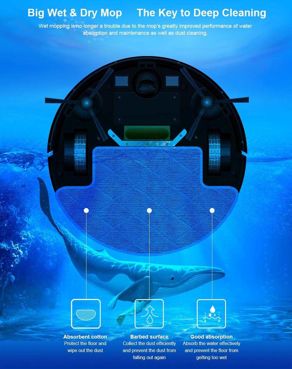 Robotický vysavač LIECTROUX M7S Pro, 2D navigace s mapou, baterie 4400 mAh, výdrž 110 minut, suché i mokré vytírání - černý