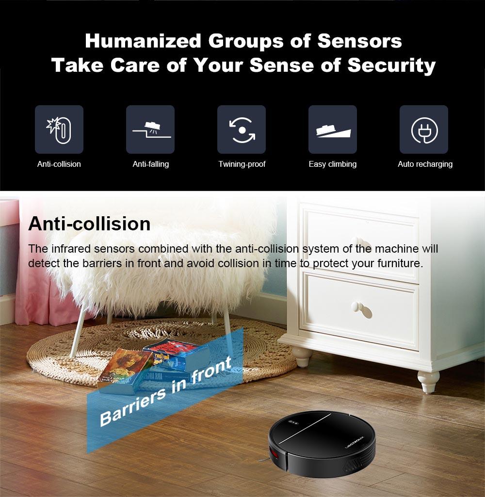 Robotický vysavač LIECTROUX M7S Pro, 2D navigace s mapou, baterie 4400 mAh, výdrž 110 minut, suché i mokré vytírání - černý