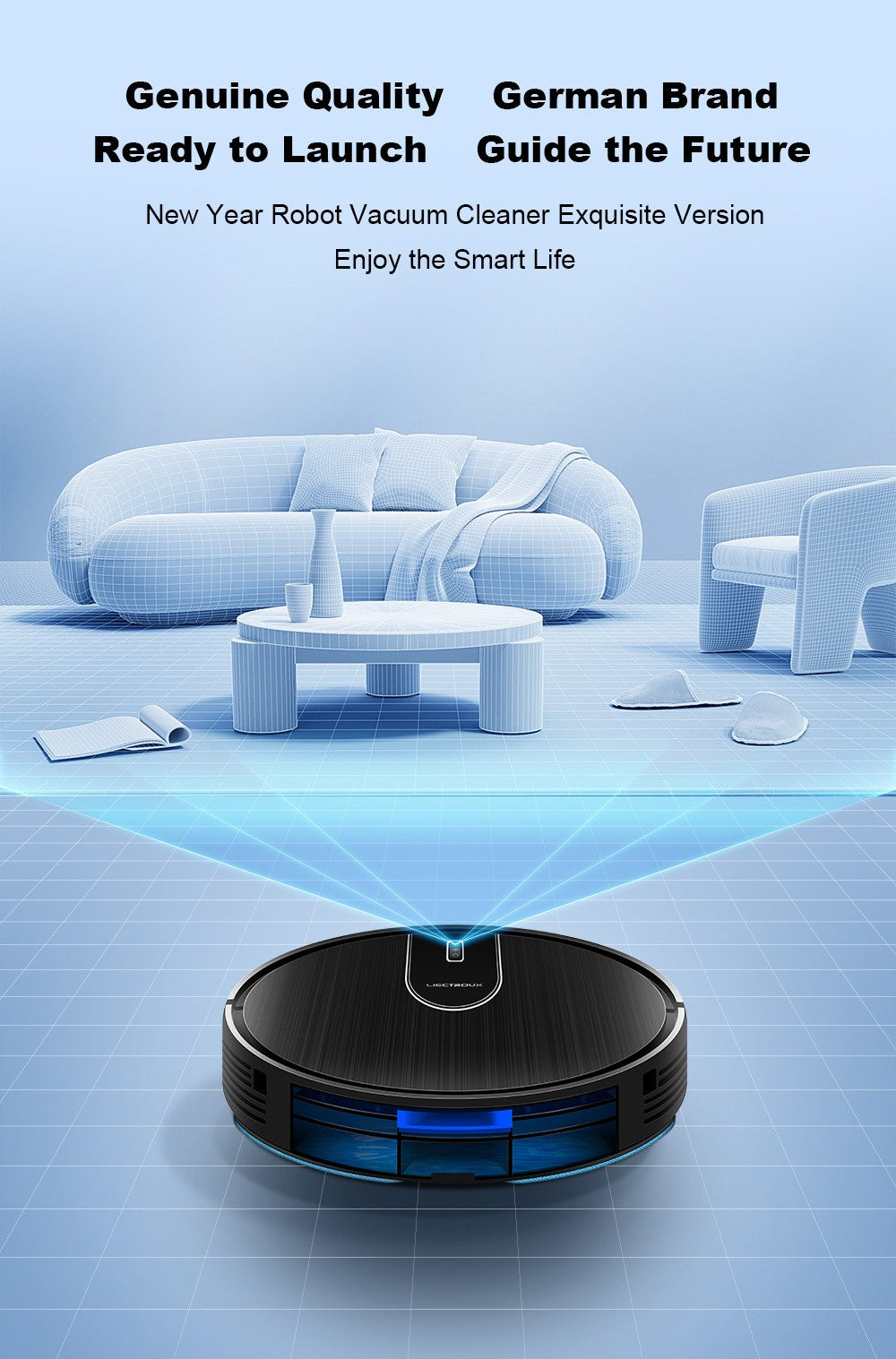Robotický vysavač a mop Liectroux N7S-U, chytré mapování, WiFi aplikace, sací tlak 6000 Pa, doba provozu 120 minut, nádoba na prach 400 ml a nádržka na vodu 250 ml, WiFi aplikace, funguje s Alexou a Google Assistant, na zvířecí chlupy, koberce a tvrdé podlahy