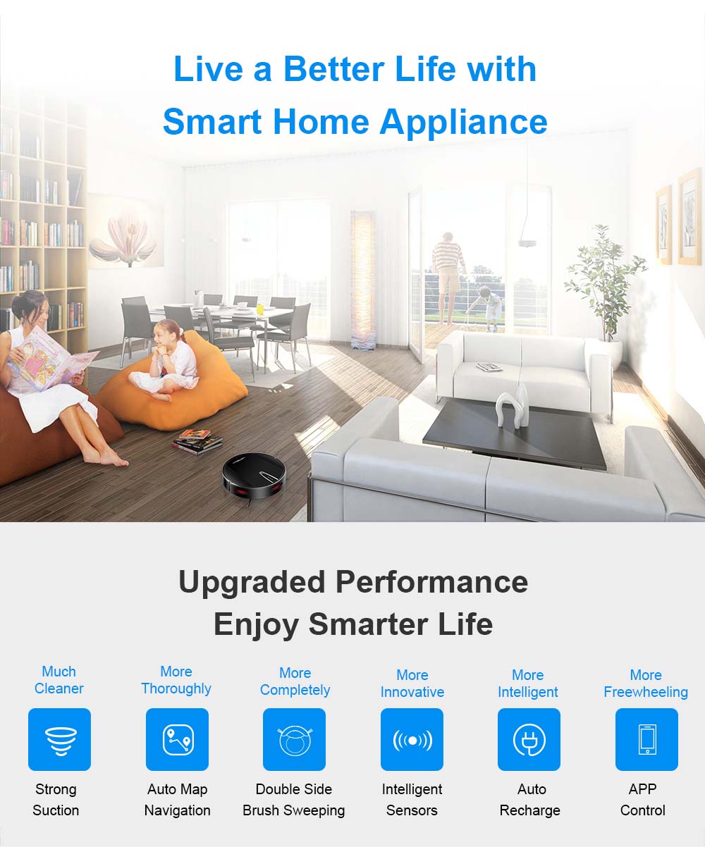 Robotický vysavač LIECTROUX V3S Pro, sací výkon 4000 Pa, suché a mokré vytírání, 2D mapa, navigace, s pamětí, hlasové ovládání pomocí WiFi aplikace