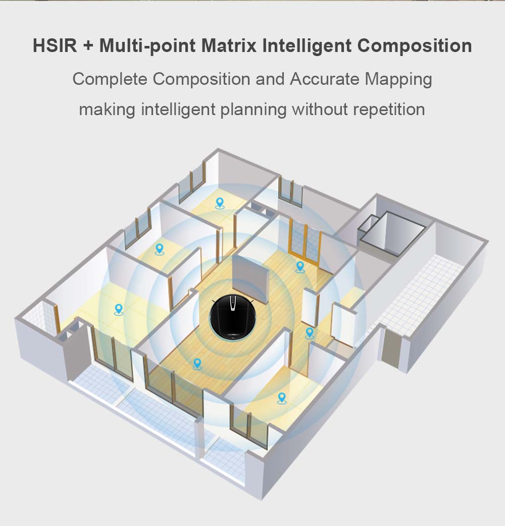 Robotický vysavač LIECTROUX V3S Pro, sací výkon 4000 Pa, suché a mokré vytírání, 2D mapa, navigace, s pamětí, hlasové ovládání pomocí WiFi aplikace