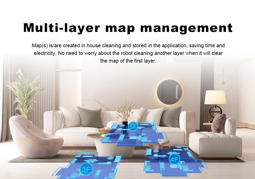 Robotický vysavač Liectroux X6, sací výkon 6500 Pa, laserová navigace LDS, nádrž na vodu 235 ml, odpadkový koš 400 ml, 5 uložených map, baterie 2600 mAh, ovládání aplikací/hlasové ovládání
