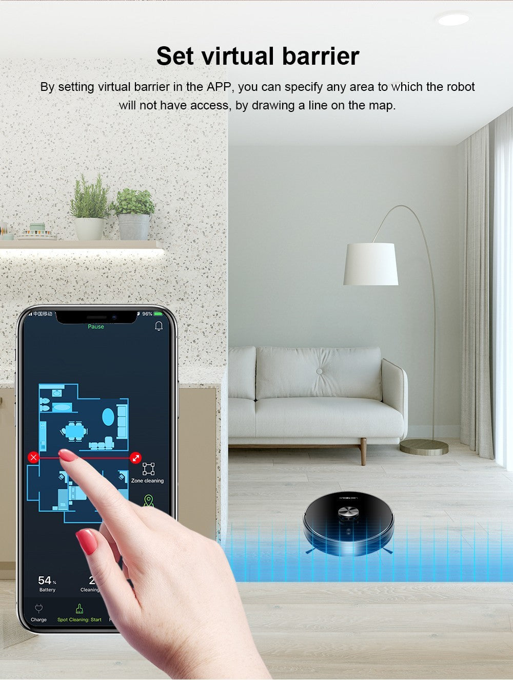 Robotický vysavač Liectroux X6, sací výkon 6500 Pa, laserová navigace LDS, nádrž na vodu 235 ml, odpadkový koš 400 ml, 5 uložených map, baterie 2600 mAh, ovládání aplikací/hlasové ovládání