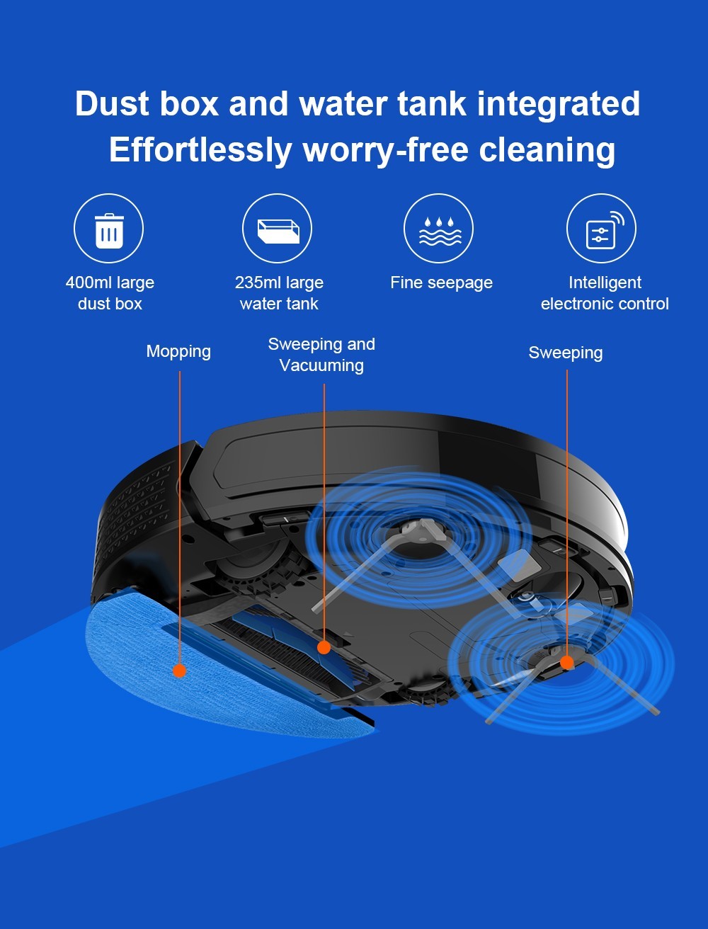Robotický vysavač Liectroux X6, sací výkon 6500 Pa, laserová navigace LDS, nádrž na vodu 235 ml, odpadkový koš 400 ml, 5 uložených map, baterie 2600 mAh, ovládání aplikací/hlasové ovládání