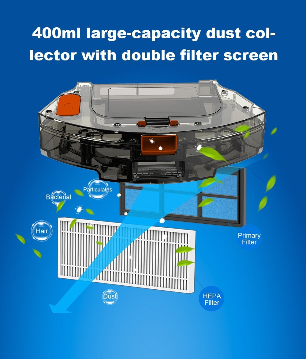 Robotický vysavač Liectroux X6, sací výkon 6500 Pa, laserová navigace LDS, nádrž na vodu 235 ml, odpadkový koš 400 ml, 5 uložených map, baterie 2600 mAh, ovládání aplikací/hlasové ovládání