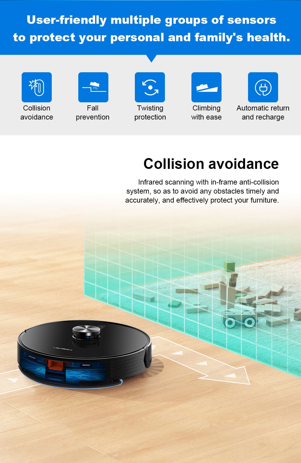 Robotický vysavač Liectroux X6, sací výkon 6500 Pa, laserová navigace LDS, nádrž na vodu 235 ml, odpadkový koš 400 ml, 5 uložených map, baterie 2600 mAh, ovládání aplikací/hlasové ovládání