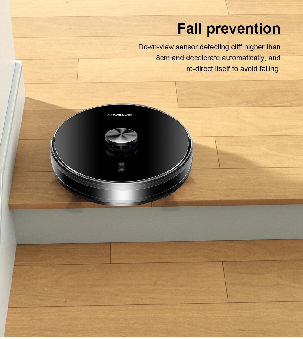 Robotický vysavač Liectroux X6, sací výkon 6500 Pa, laserová navigace LDS, nádrž na vodu 235 ml, odpadkový koš 400 ml, 5 uložených map, baterie 2600 mAh, ovládání aplikací/hlasové ovládání