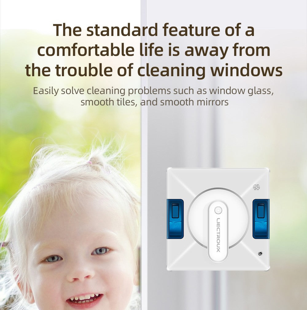 Robotický čistič oken Liectroux YW509, dvojitý vodní sprej, sací výkon 3000 Pa, laserový senzor, ochrana proti pádu, 3 režimy čištění, inteligentní plánování trasy, nízká hlučnost, dálkové ovládání - bílý