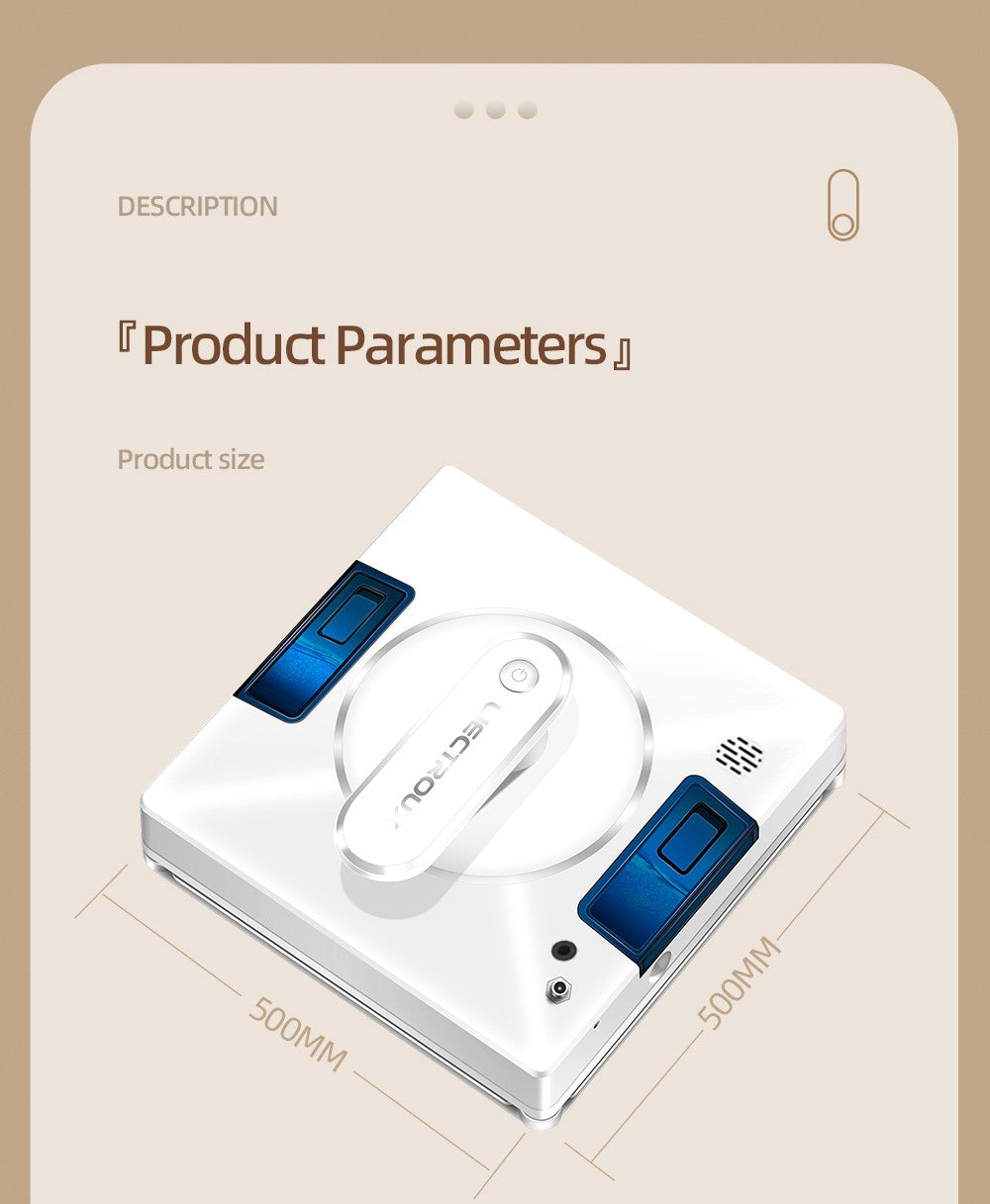 Robotický čistič oken Liectroux YW509, dvojitý vodní sprej, sací výkon 3000 Pa, laserový senzor, ochrana proti pádu, 3 režimy čištění, inteligentní plánování trasy, nízká hlučnost, dálkové ovládání - bílý