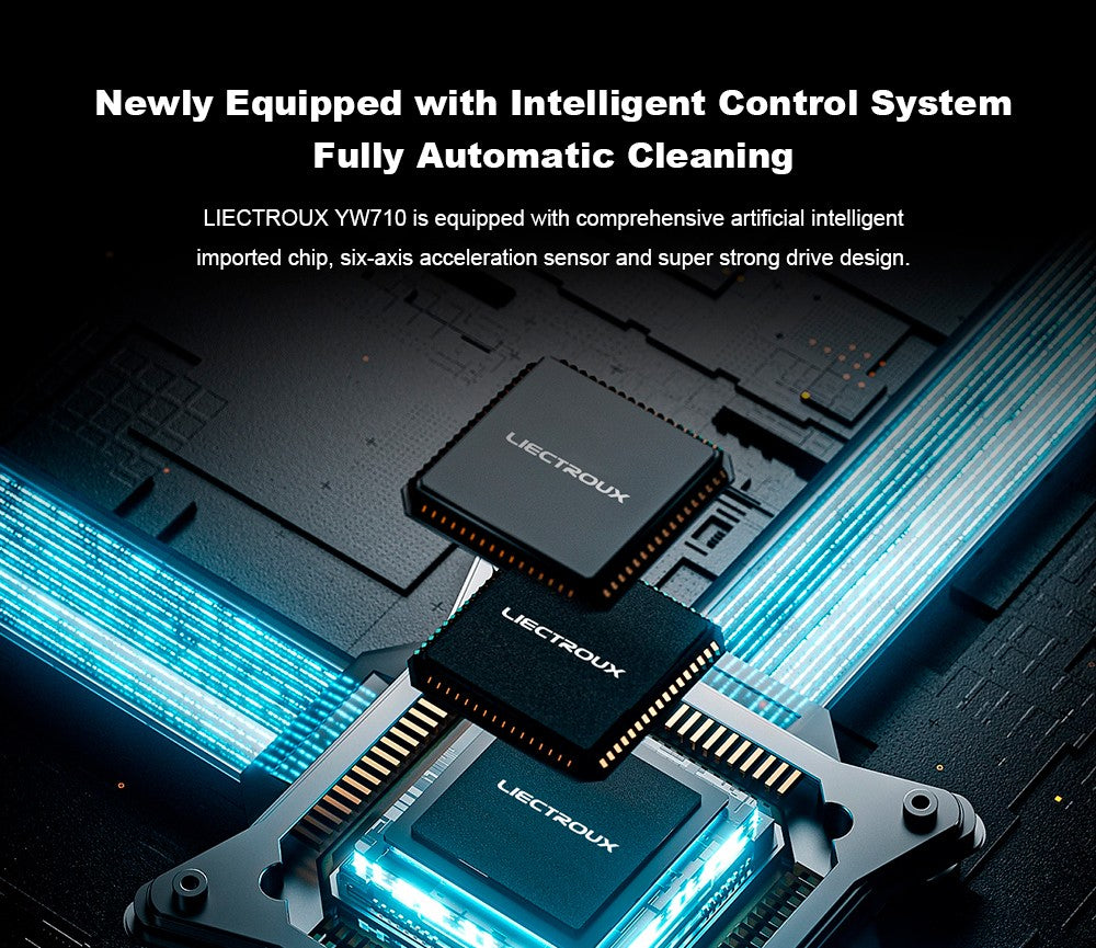 Liectroux YW710 robotický čistič oken, dvojitý vodní sprchový střik, sací tlak 2500 Pa, nízká hlučnost, vodicí kolečka o 360°, dálkové ovládání a ovládání aplikací, bílý