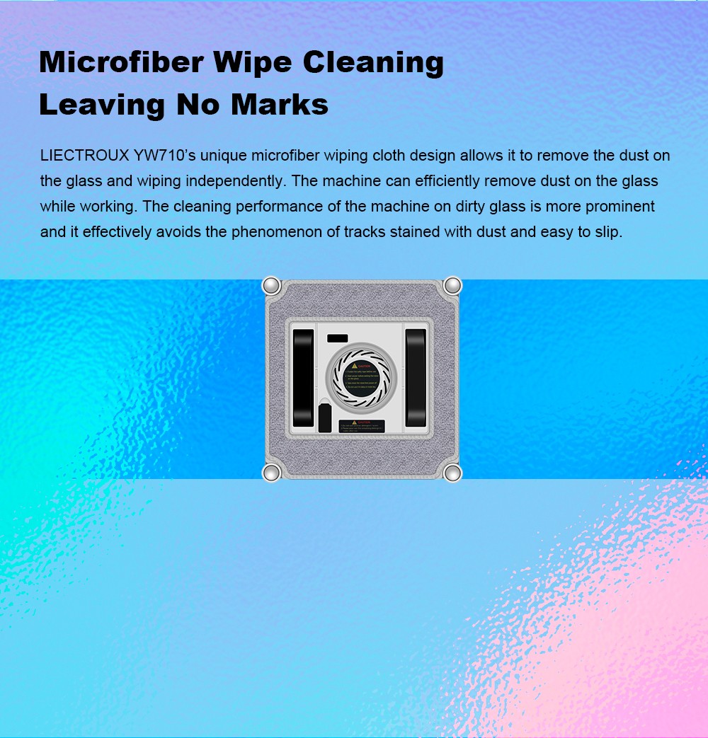 Liectroux YW710 robotický čistič oken, dvojitý vodní sprchový střik, sací tlak 2500 Pa, nízká hlučnost, vodicí kolečka o 360°, dálkové ovládání a ovládání aplikací, bílý