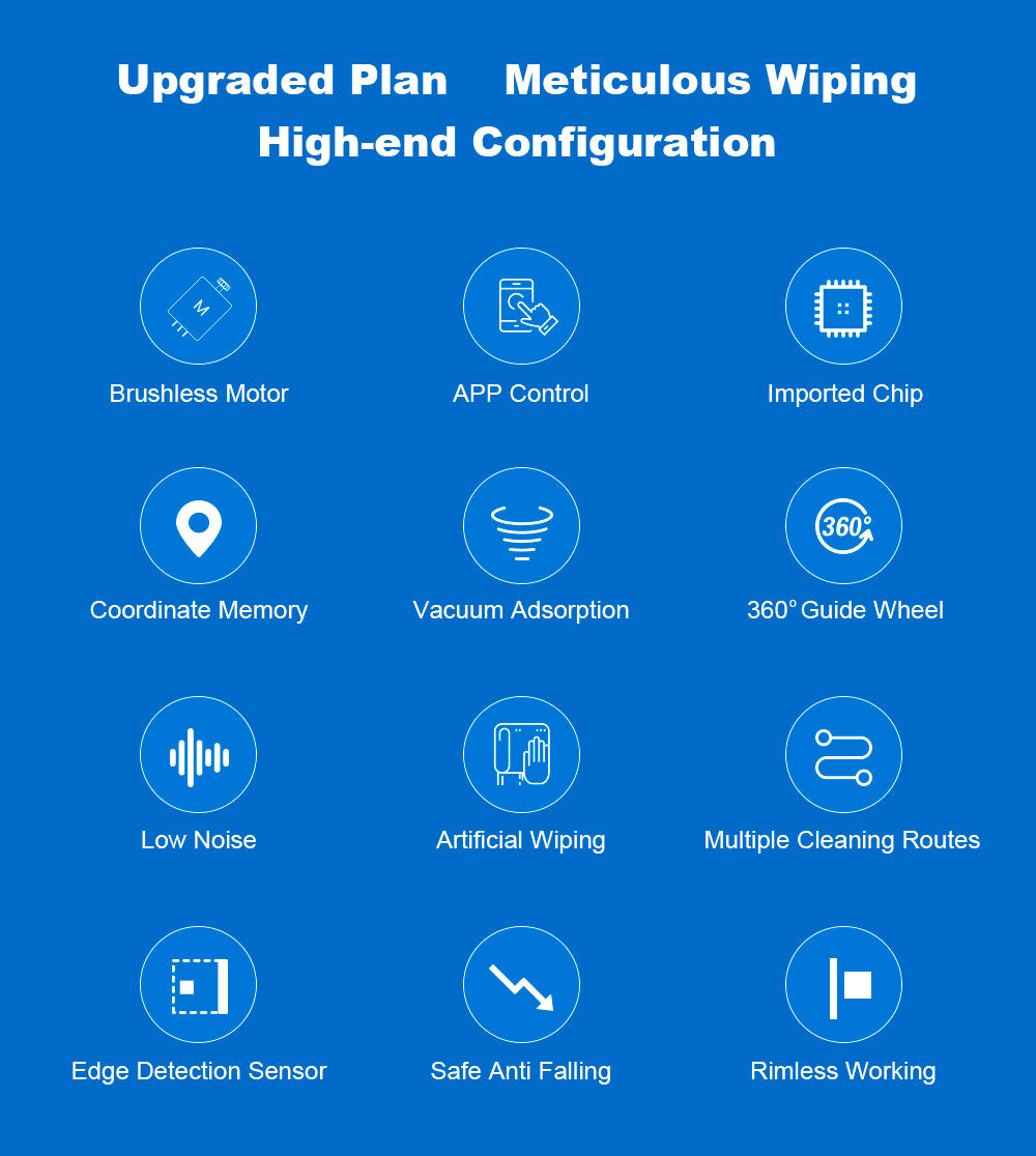 Liectroux YW710 robotický čistič oken, dvojitý vodní sprchový střik, sací tlak 2500 Pa, nízká hlučnost, vodicí kolečka o 360°, dálkové ovládání a ovládání aplikací, bílý