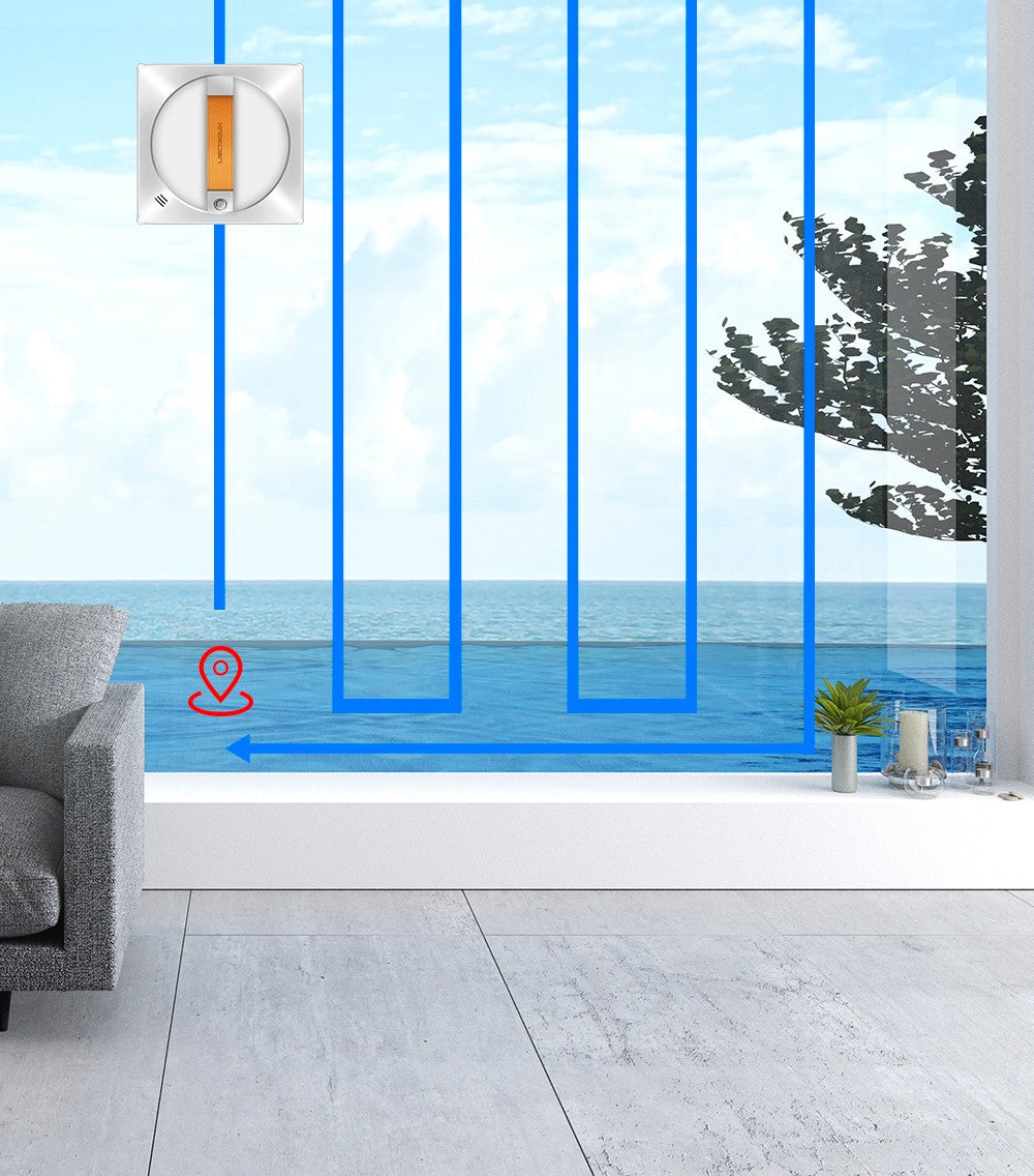 Liectroux YW710 robotický čistič oken, dvojitý vodní sprchový střik, sací tlak 2500 Pa, nízká hlučnost, vodicí kolečka o 360°, dálkové ovládání a ovládání aplikací, bílý