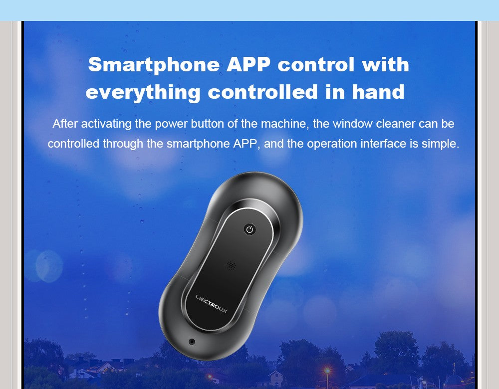 Robotický čistič oken LIECTROUX YW810, obousměrný rozprašovač vody, suché a mokré vytírání, AI trasa, bezkartáčový motor a ventilátor, ovládání přes aplikaci a dálkové ovládání, více způsobů zabezpečení, černý
