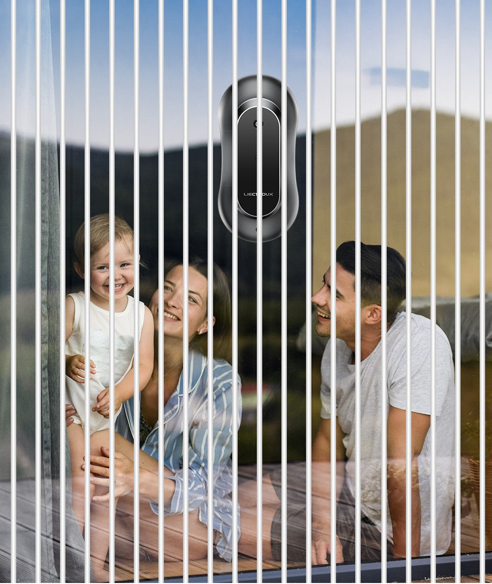 Robotický čistič oken LIECTROUX YW810, obousměrný rozprašovač vody, suché a mokré vytírání, AI trasa, bezkartáčový motor a ventilátor, ovládání přes aplikaci a dálkové ovládání, více způsobů zabezpečení, černý