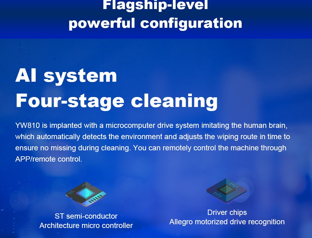 Robotický čistič oken LIECTROUX YW810, obousměrný rozprašovač vody, suché a mokré vytírání, AI trasa, bezkartáčový motor a ventilátor, ovládání přes aplikaci a dálkové ovládání, více způsobů zabezpečení, černý
