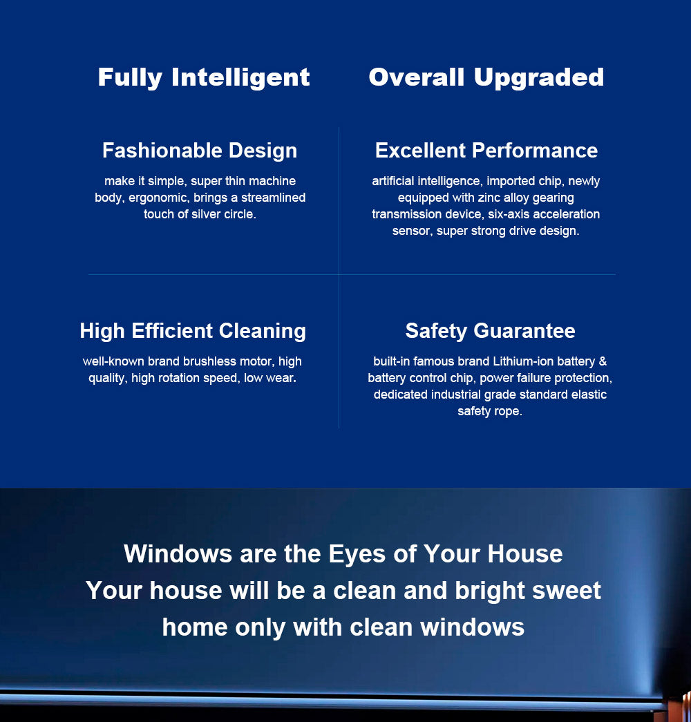 Liectroux YW910 robotický čistič oken, dvojitý vodní sprej, sací výkon 3000 Pa, laserový senzor, ovládání aplikací a dálkovým ovládáním, paměťová funkce