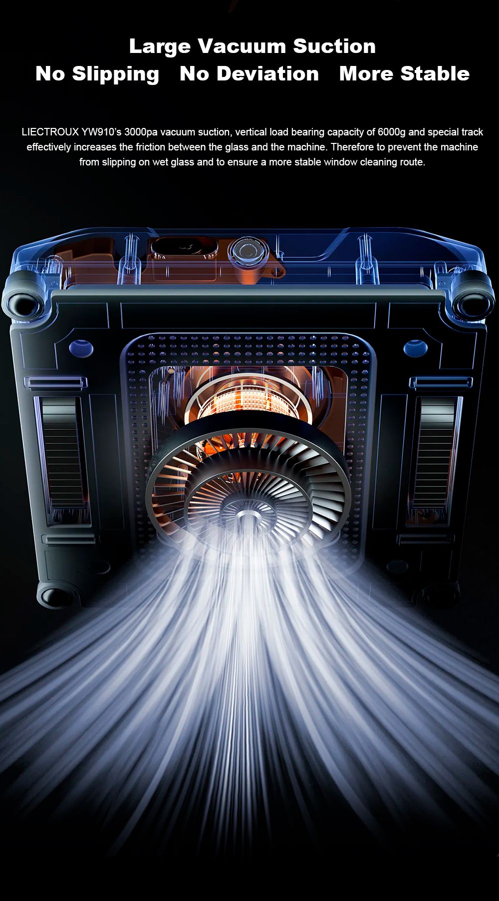 Liectroux YW910 robotický čistič oken, dvojitý vodní sprej, sací výkon 3000 Pa, laserový senzor, ovládání aplikací a dálkovým ovládáním, paměťová funkce