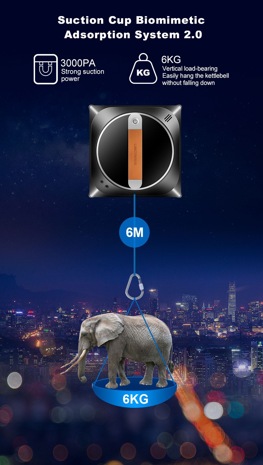 Liectroux YW910 robotický čistič oken, dvojitý vodní sprej, sací výkon 3000 Pa, laserový senzor, ovládání aplikací a dálkovým ovládáním, paměťová funkce