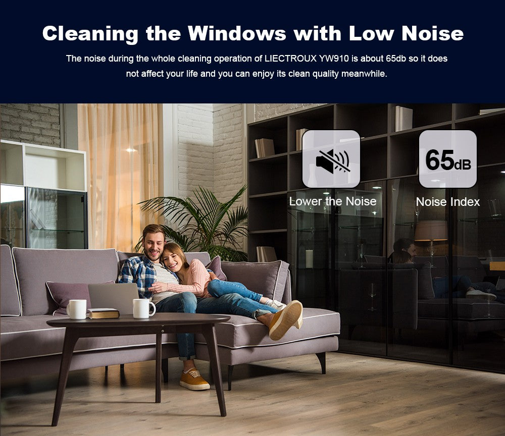 Liectroux YW910 robotický čistič oken, dvojitý vodní sprej, sací výkon 3000 Pa, laserový senzor, ovládání aplikací a dálkovým ovládáním, paměťová funkce