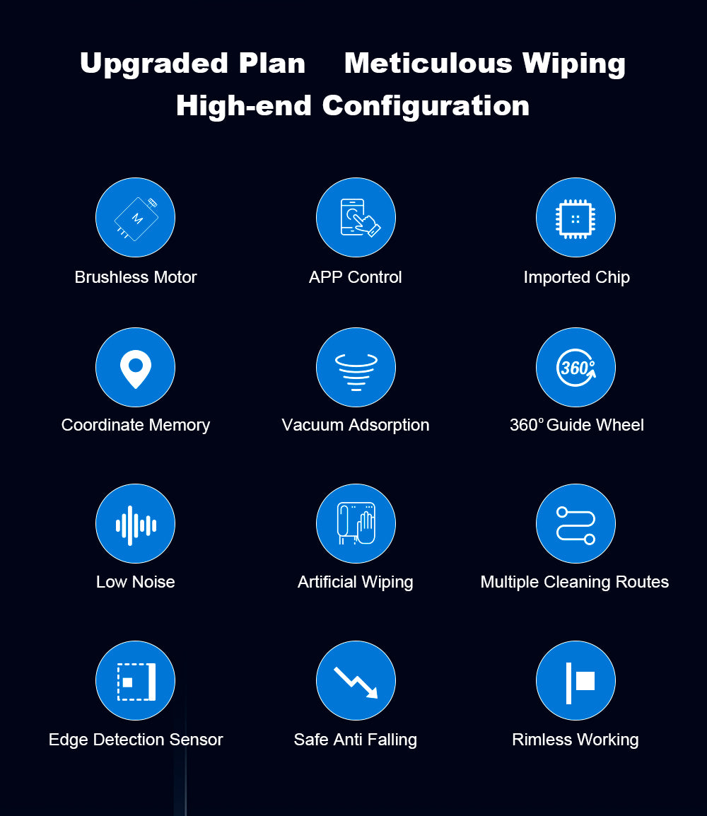 Liectroux YW910 robotický čistič oken, dvojitý vodní sprej, sací výkon 3000 Pa, laserový senzor, ovládání aplikací a dálkovým ovládáním, paměťová funkce