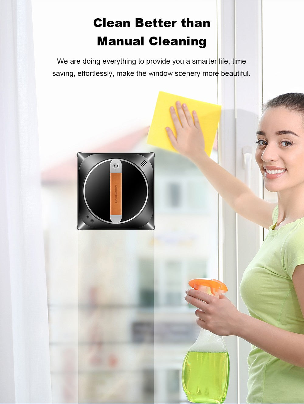 Liectroux YW910 robotický čistič oken, dvojitý vodní sprej, sací výkon 3000 Pa, laserový senzor, ovládání aplikací a dálkovým ovládáním, paměťová funkce