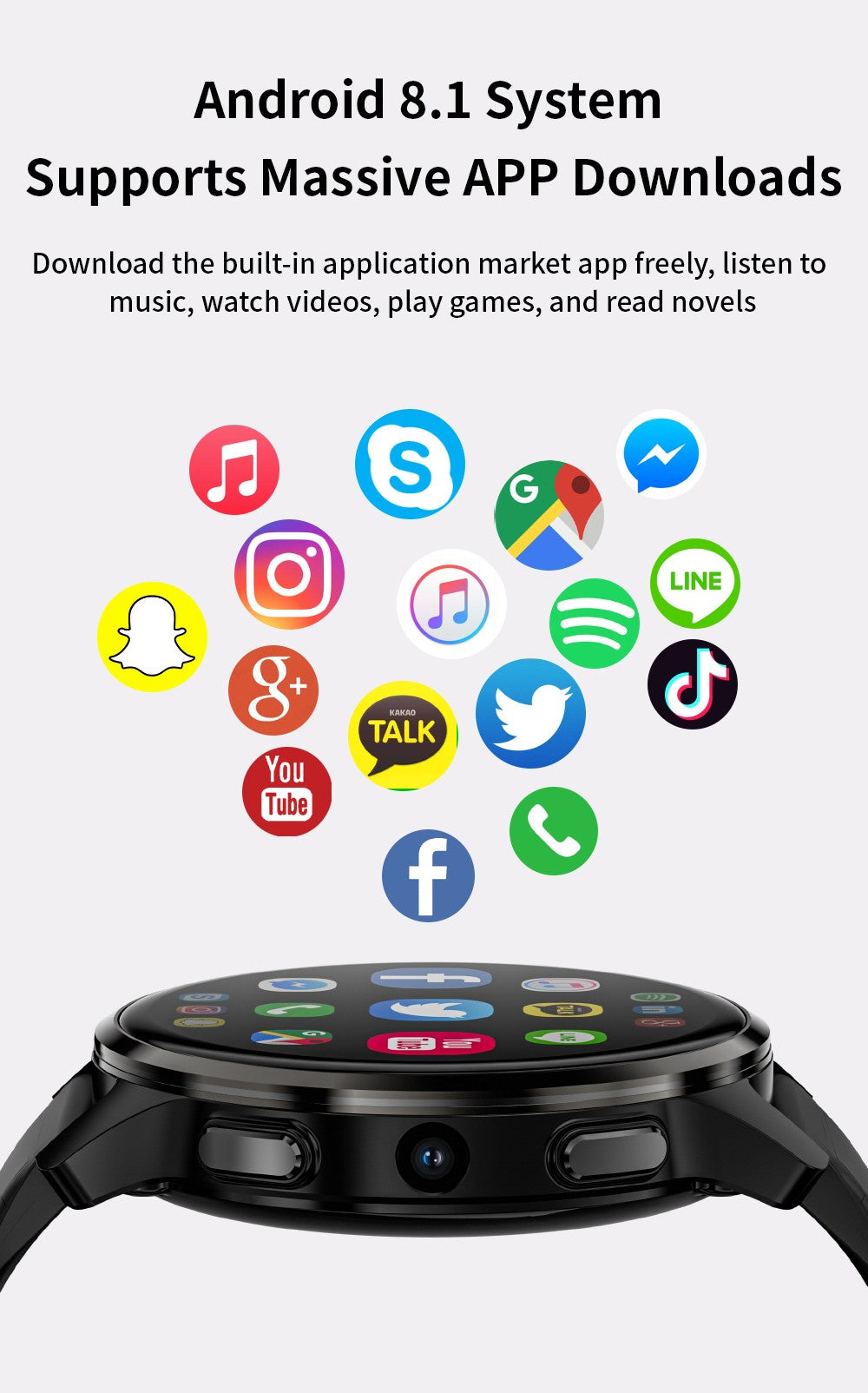 Chytré hodinky LOKMAT APPLLP 2, 1,508palcový AMOLED displej, podpora 4G SIM karet, Android 8.1, NFC přístup, nepřetržité sledování zdraví, více sportovních režimů