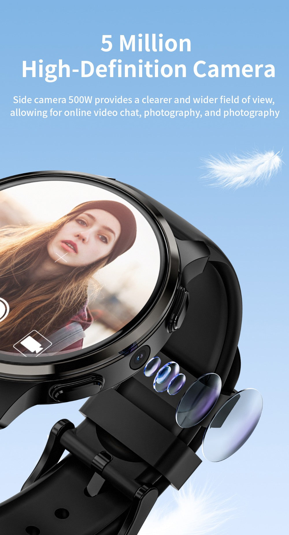 Chytré hodinky LOKMAT APPLLP 2, 1,508palcový AMOLED displej, podpora 4G SIM karet, Android 8.1, NFC přístup, nepřetržité sledování zdraví, více sportovních režimů